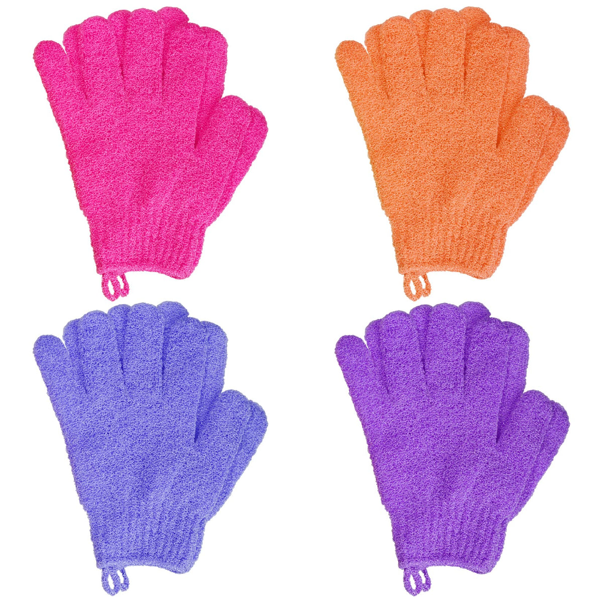 Ishua 4 Pairs Exfoliating Bath Gloves, Double-Sided Scrubber Mitts For Spa & Shower, Multicolor