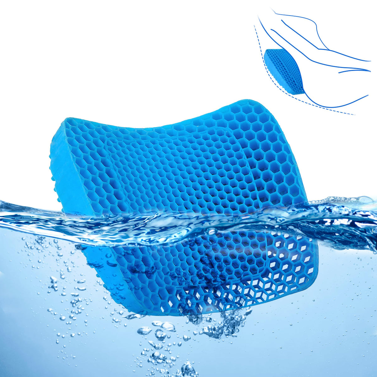 Balapet Gel Bath Back Pillow With Suction Cups, Lumbar Support For Bathtub & Home Spa, Blue