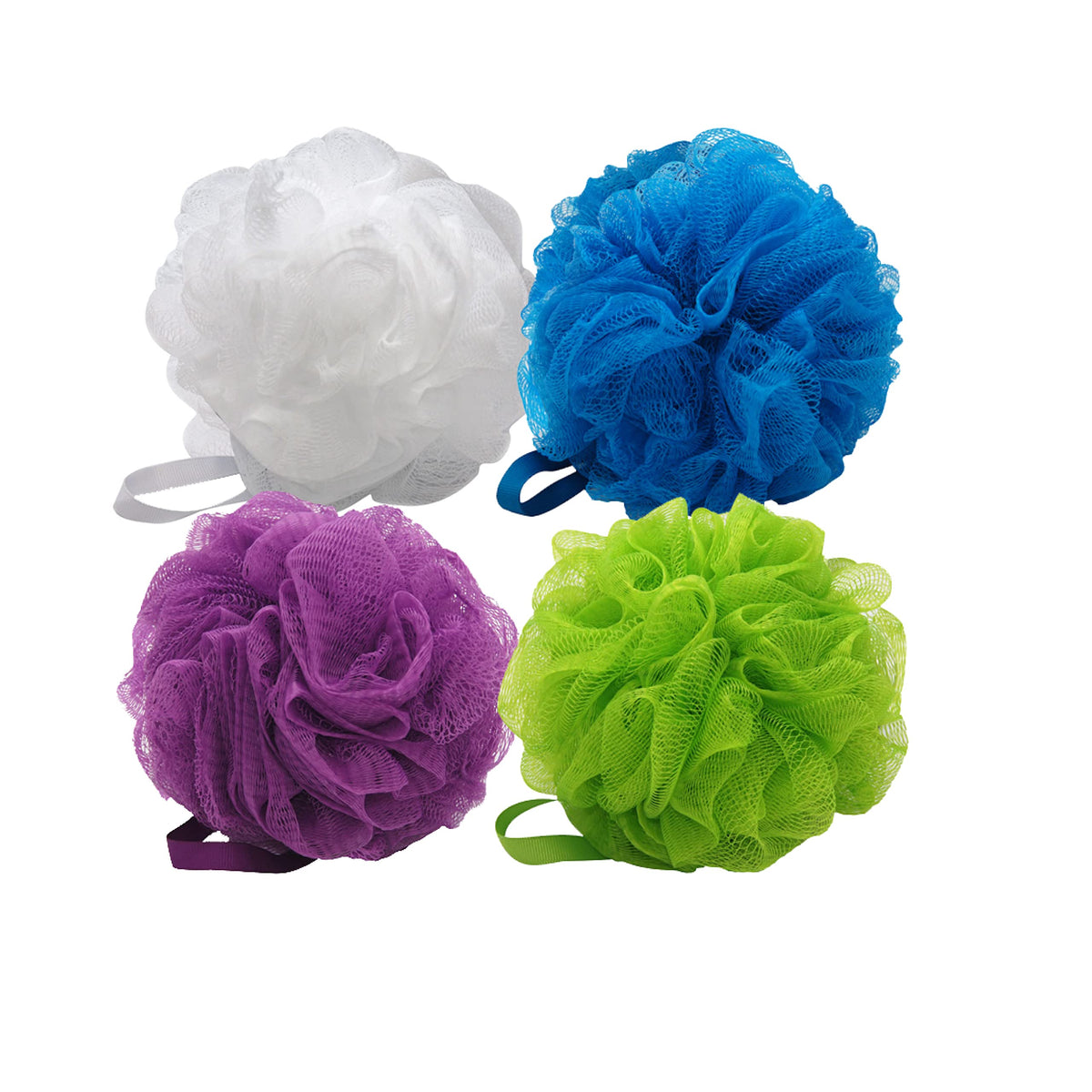 Aquasentials 4 Pack Mesh Pouf Bath Sponge - Assorted Loofah Sponges For Shower And Bath