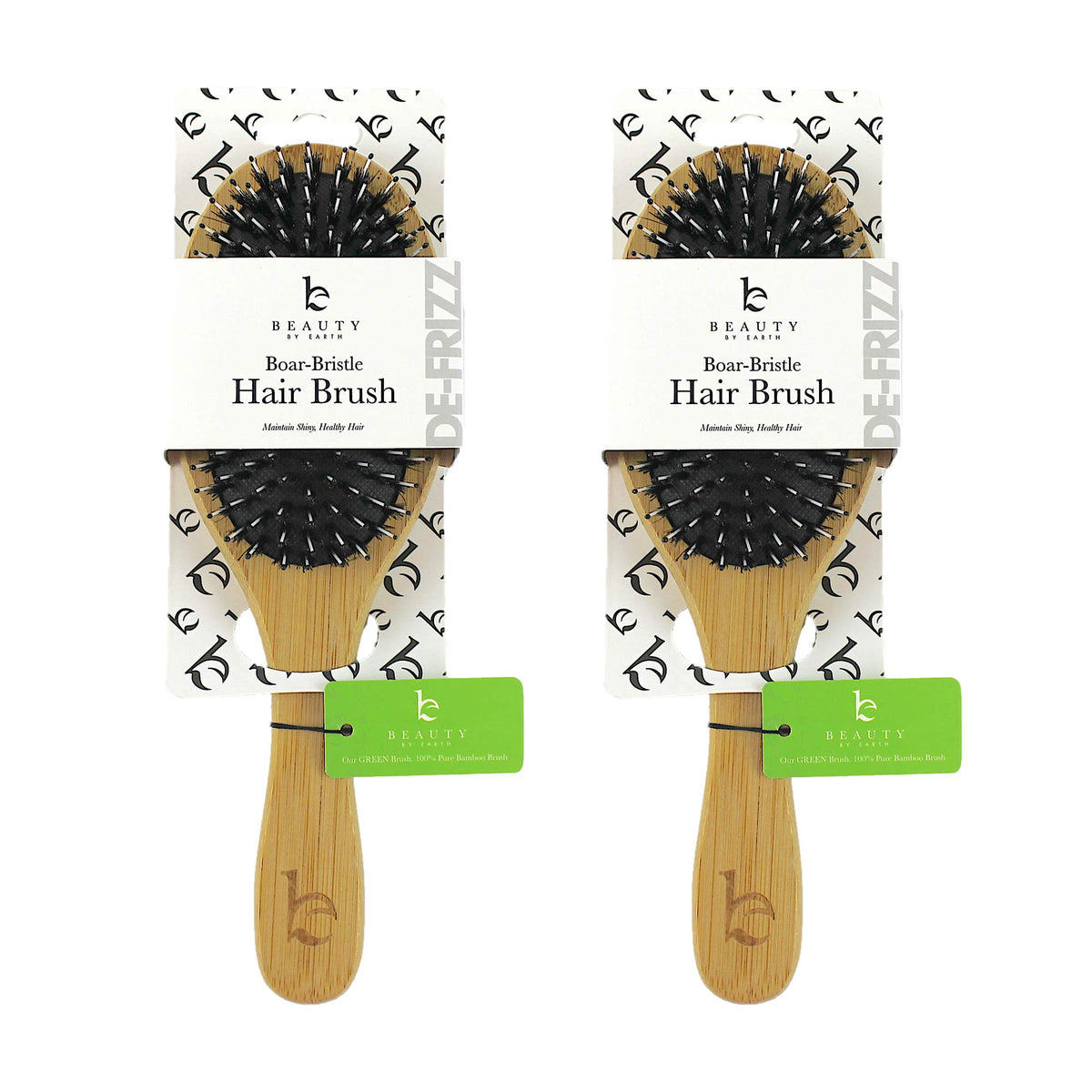 Beauty By Earth Boar Hair Brush Set - Perfect For Fine, Thick & Thin Hair - Bamboo Material