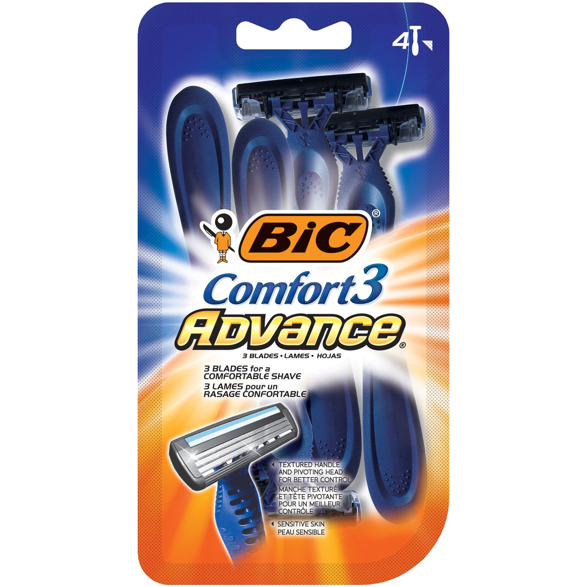 Bic Comfort 3 Advance Disposable Razors For Men, 4-Count, Ultra-Soothing Shave