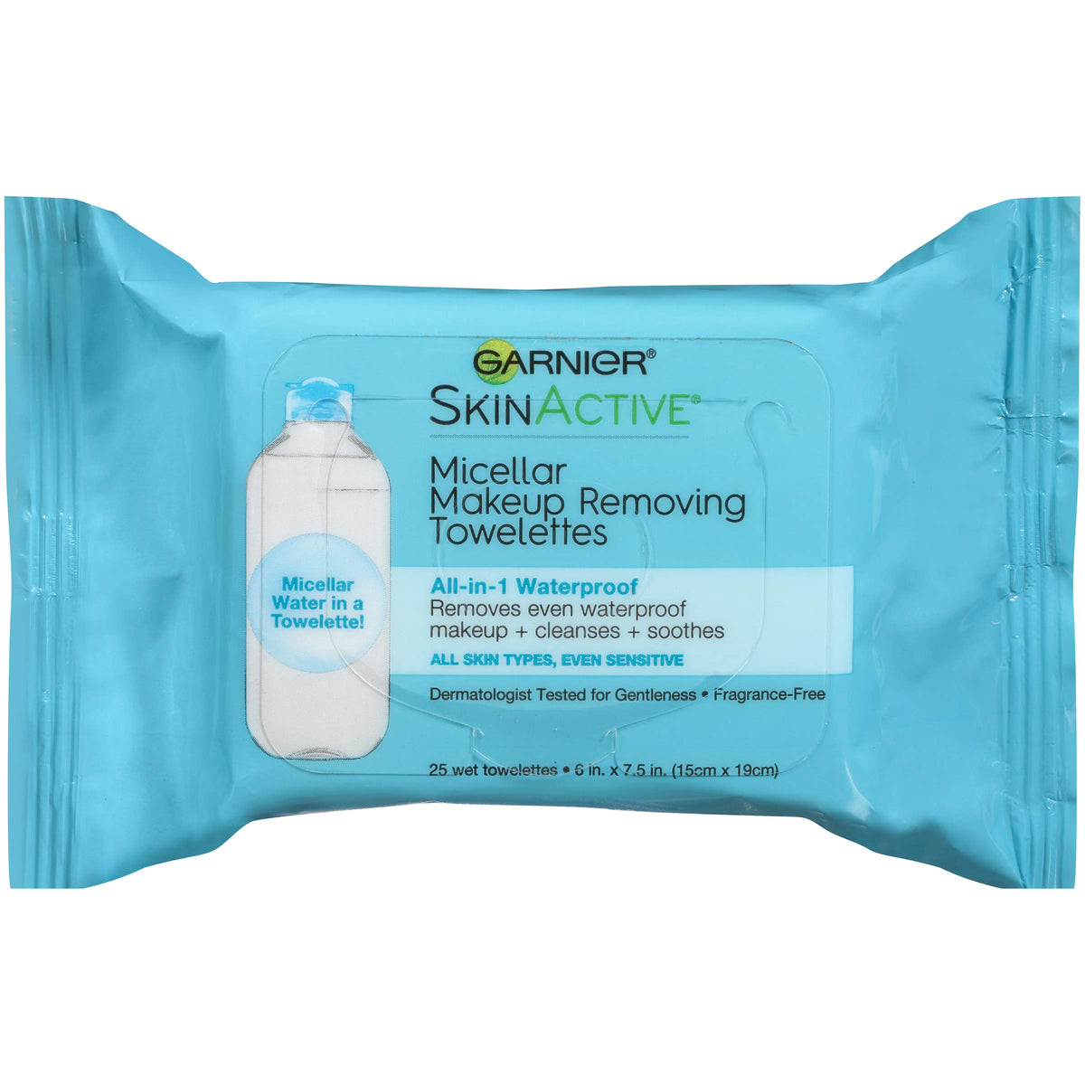 Garnier Micellar Waterproof Makeup Remover Wipes, 25 Count - Facial Cleanser & Makeup Remover