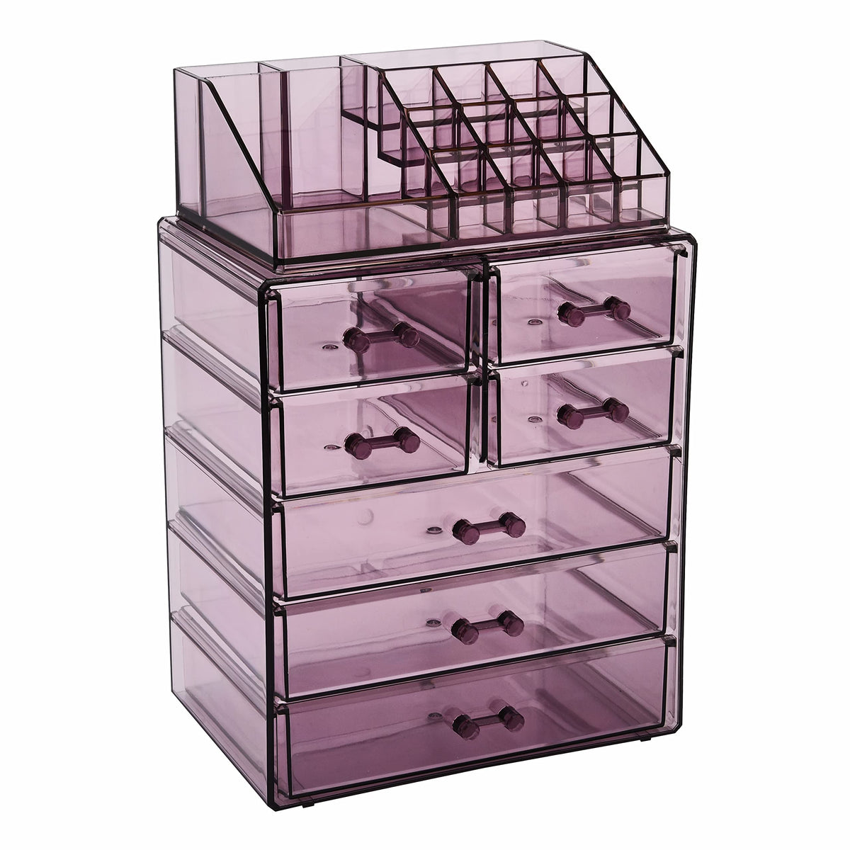 Zhiai Purple Acrylic Makeup & Jewelry Storage Case With 7 Drawers For Vanity & Bathroom