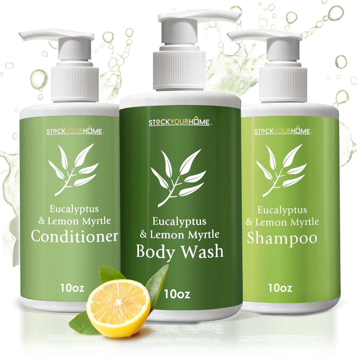 Stock Your Home Shower Essentials Set - Body Wash, Shampoo & Conditioner, Hydrating Toiletries