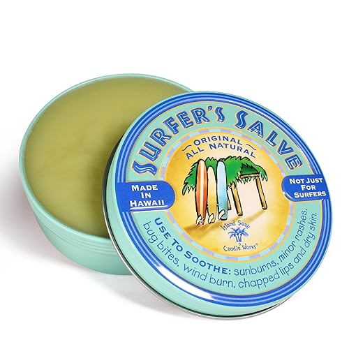 Island Soap & Candle Works Surfer's Salve - All Natural Skin Balm for Sunburn, Chapped Lips, Tattoos