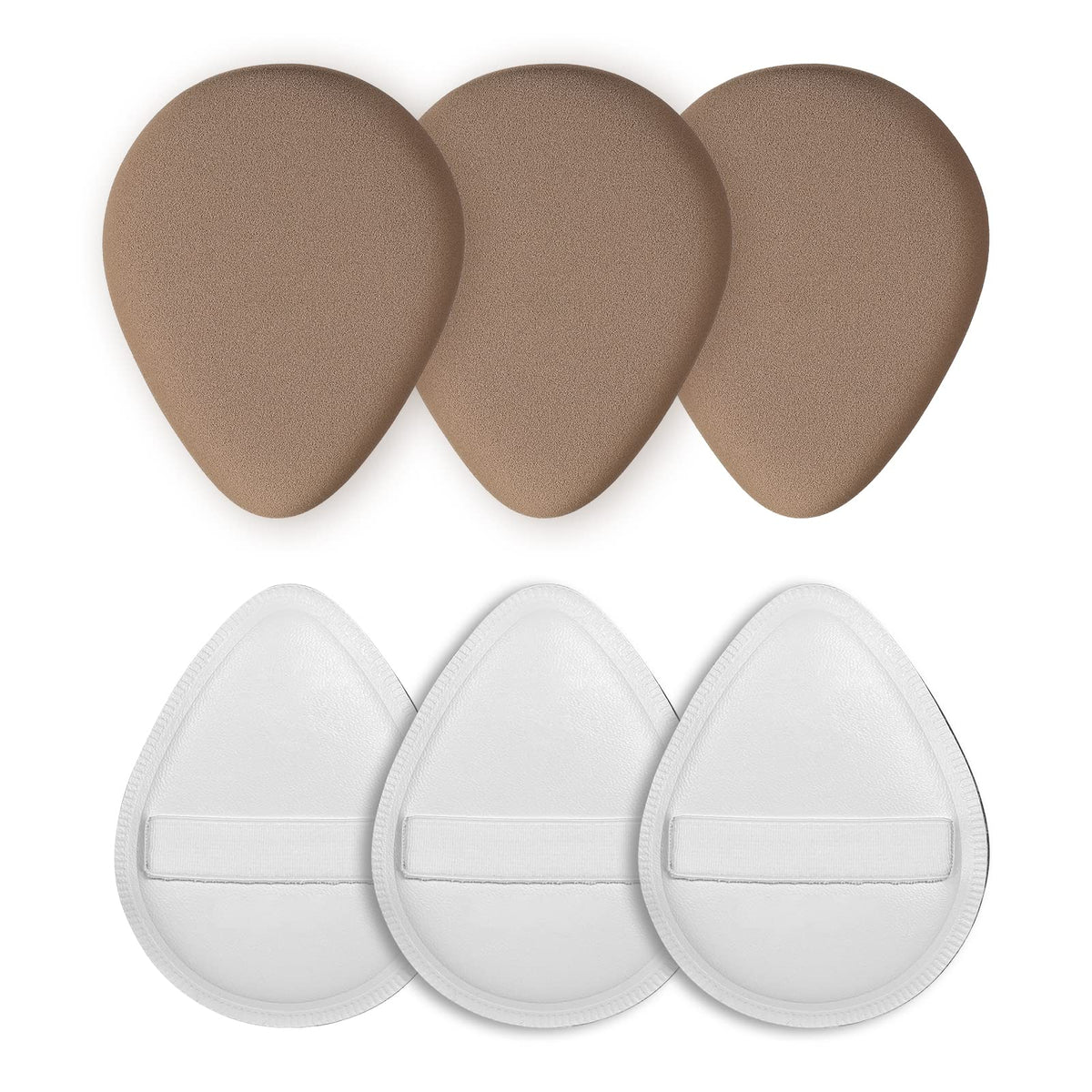 Kzzm 6Pcs Makeup Sponge Set - Soft Powder Puffs For Liquid Foundation & Bb Cream, Brown