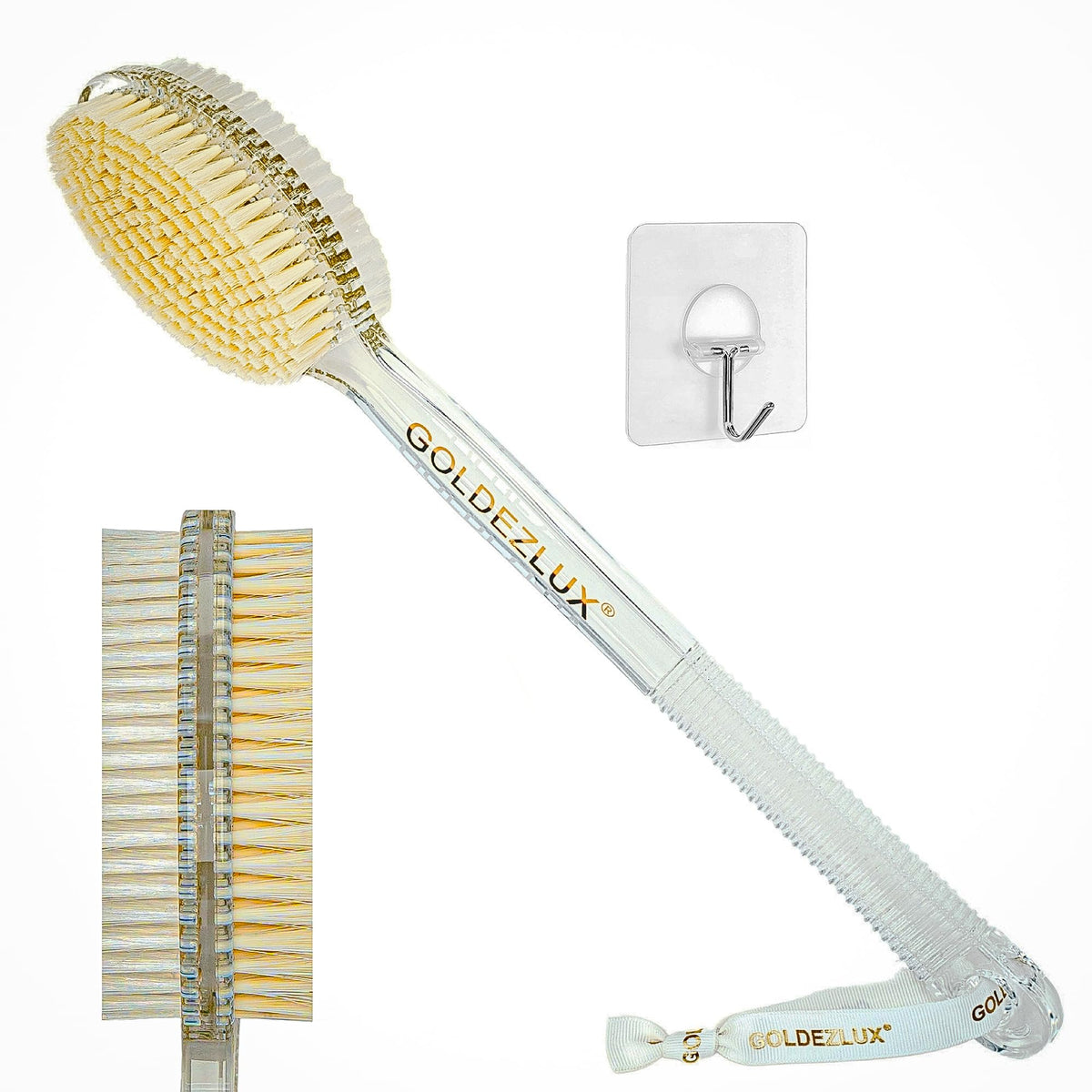 Goldezlux® 17&quot; Dual-Sided Body Brush, Soft & Stiff Bristles, Non-Slip Handle,