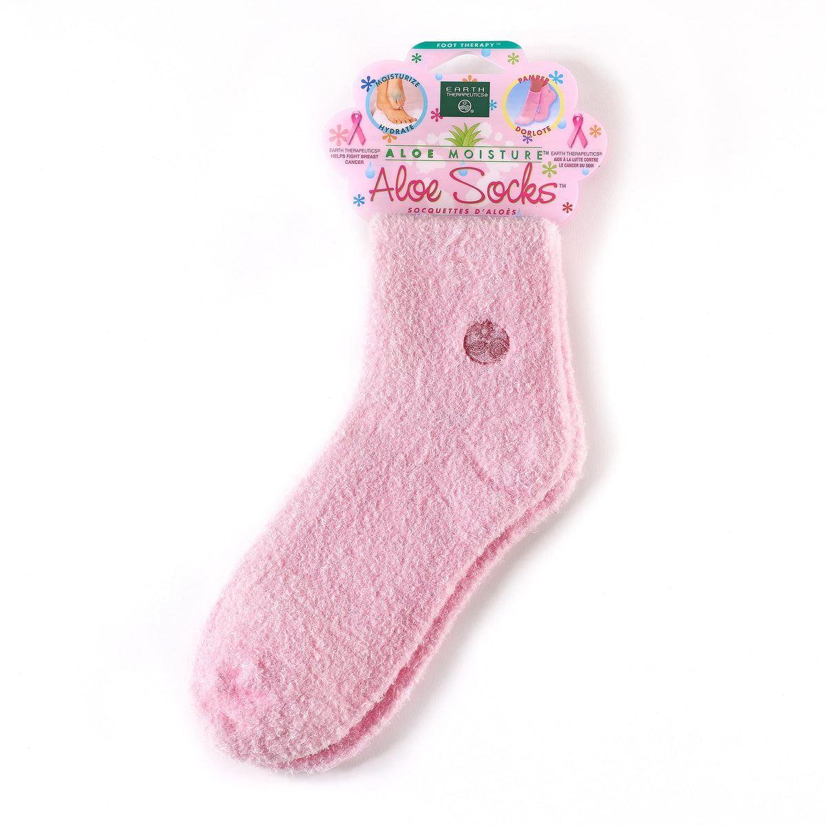 Earth Therapeutics Aloe Vera Socks - Hydrating, Pink, 1 Count, Ideal For Dry Feet & Cracked Heels