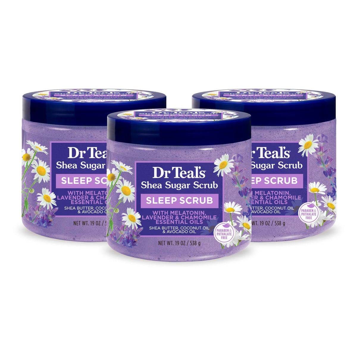 Dr Teal'S Shea Sugar Sleep Scrub With Melatonin & Lavender, 19Oz (Pack Of 3)