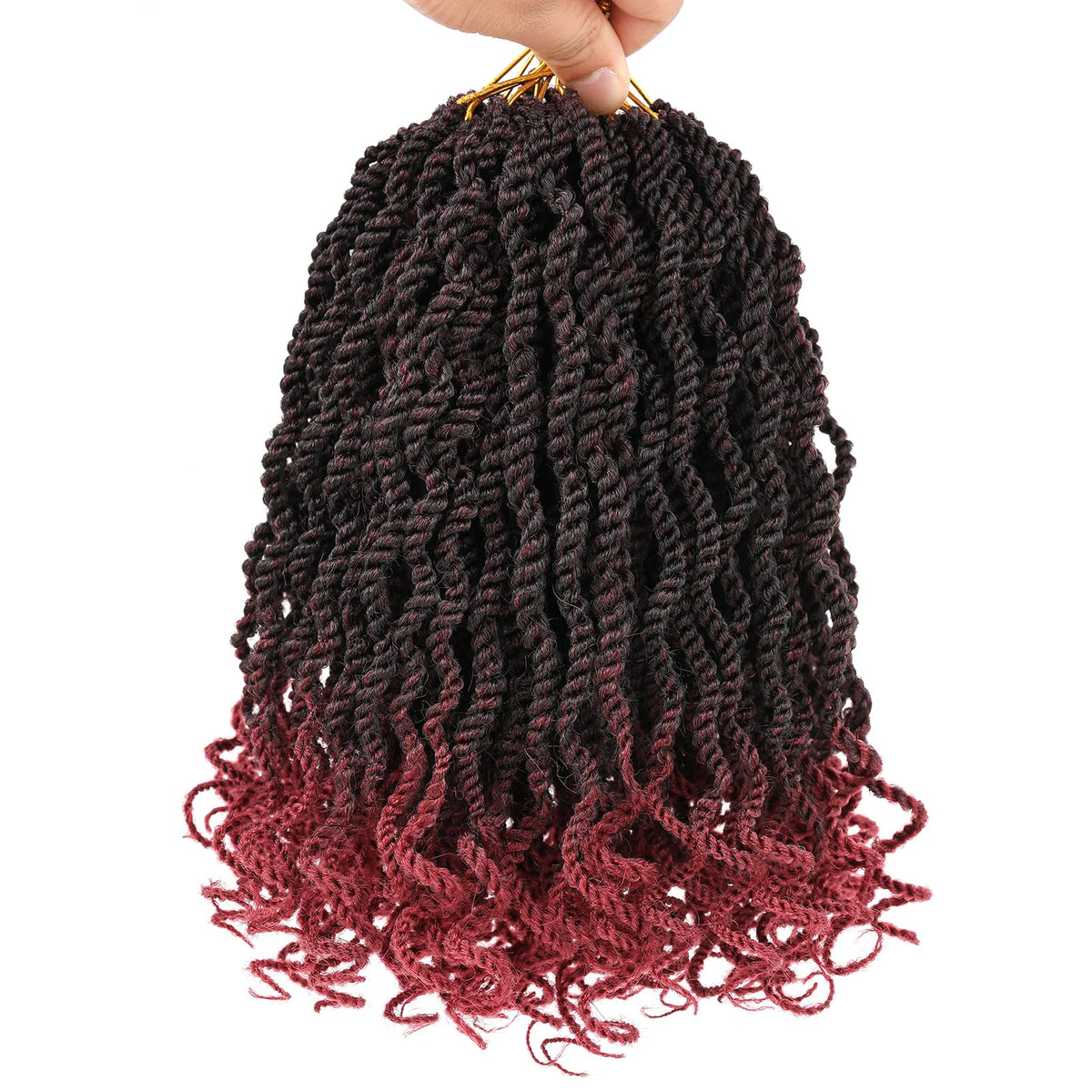 Leeven 14&quot; Burgundy Senegalese Twist Crochet Hair, 8 Packs Ombre Red, Synthetic Kinky Twists