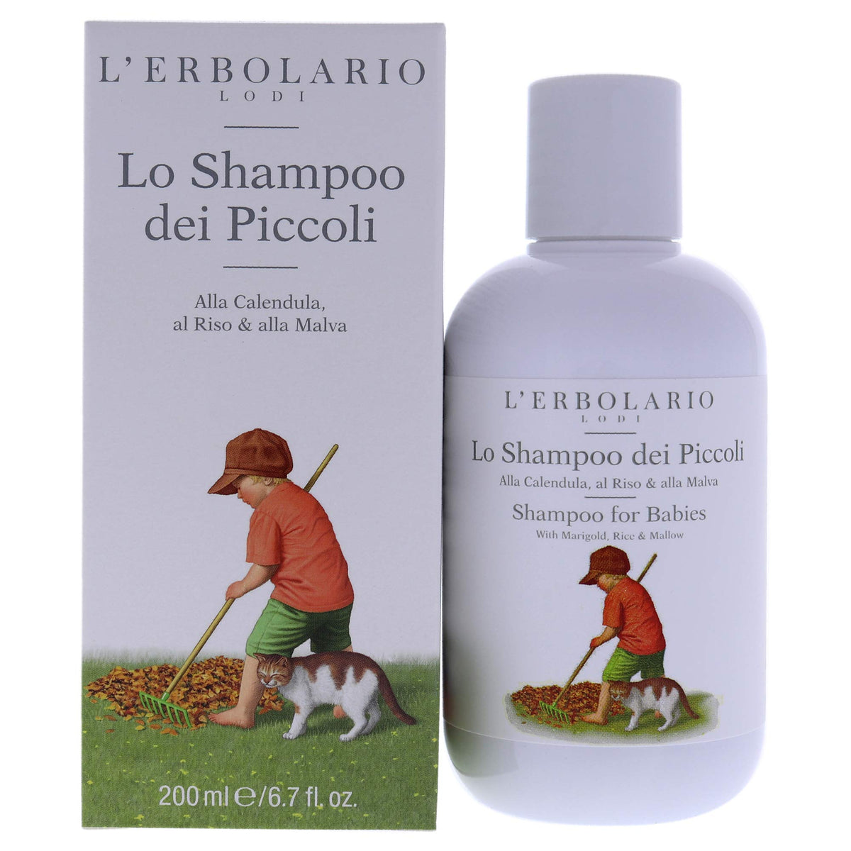 LErbolario Shampoo For Babies  With Marigold  Rice And Mallow  Leaves Hair Clean And Shiny  Reinforcing Natural Hydration  