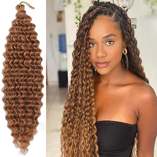 Paraglame 24&quot; Curly Deep Wave Crochet Hair - 30# Synthetic Braiding Hair (Pack Of 3)