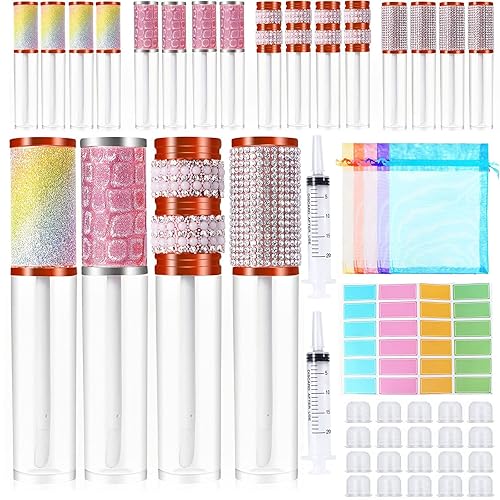 Mydio 20 Pack 5ML Clear Lip Gloss Tubes with Colorful Lids - Empty Lip Balm Containers