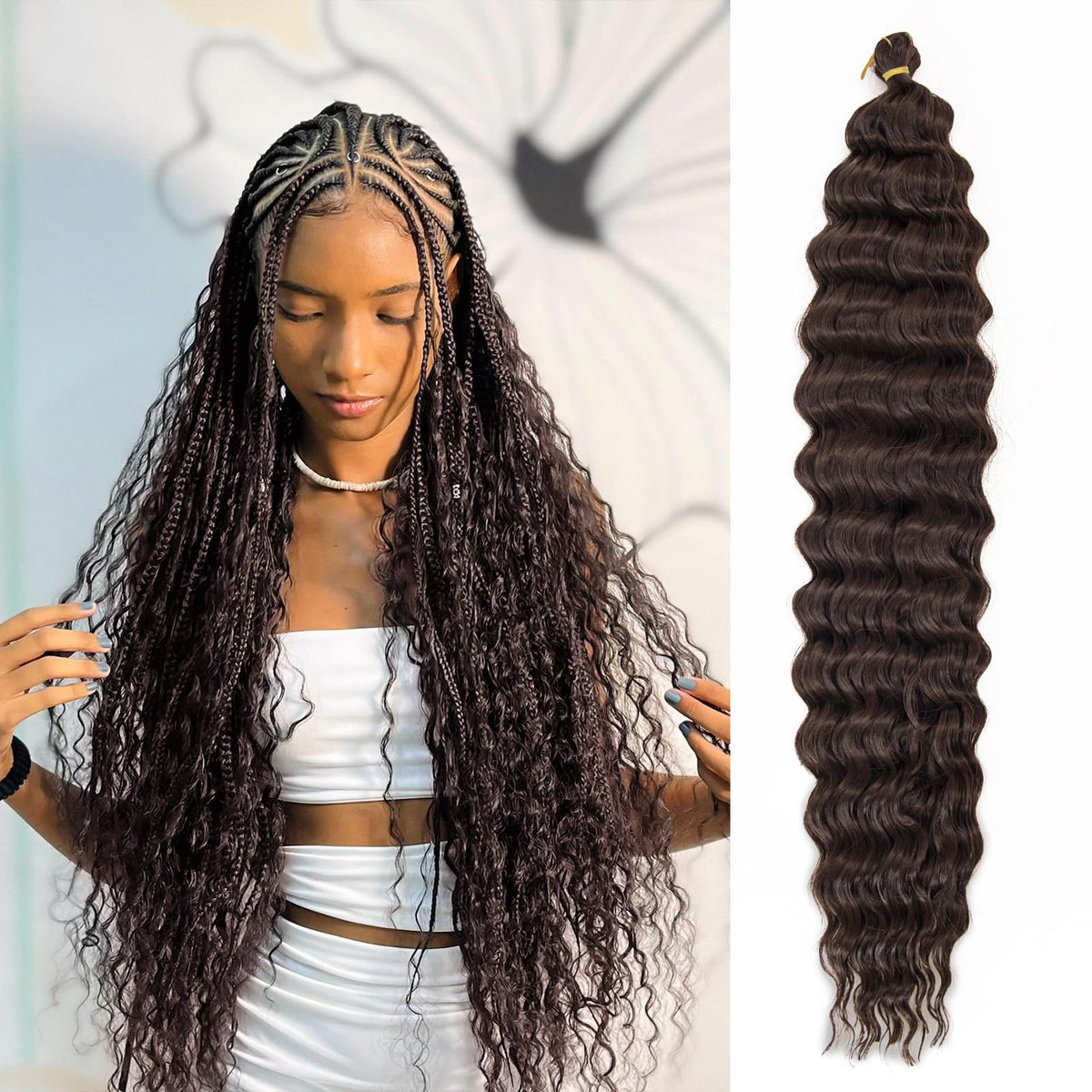 Qrhsuka 18 Inch Curly Crochet Hair - Ocean Wave Synthetic Braiding Hair For Black Women (Pack Of 2)