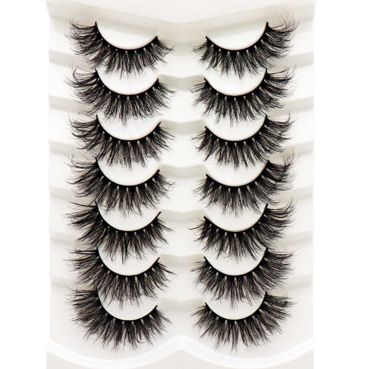 Losha Fluffy Natural Cat Eye False Eyelashes - 7 Pairs Handmade Faux Mink Lashes