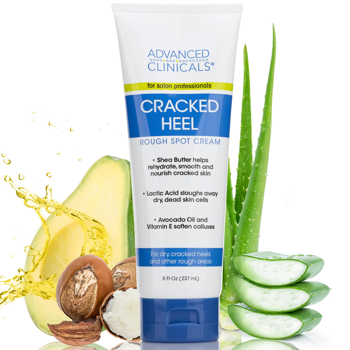 Advanced Clinicals Cracked Heel Foot Cream 8 Fl Oz | Moisturizer For Dry, Rough Skin & Calluses