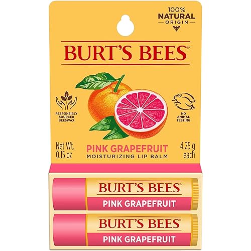 Burt'S Bees Pink Grapefruit Lip Balm 2-Pack - Moisturizing Christmas Stocking Stuffers