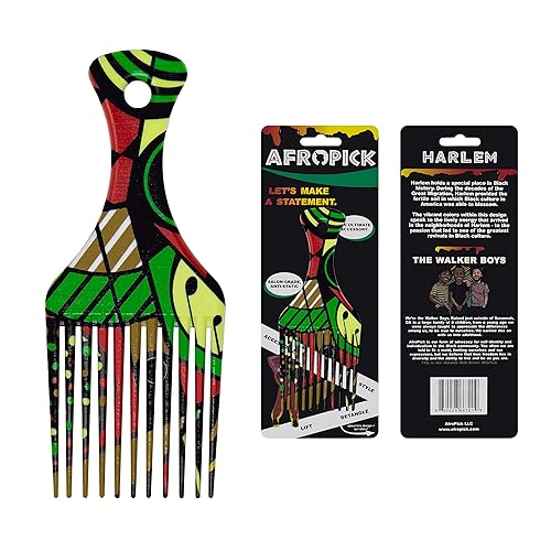 Afropick Anti-Static Plastic Afro Pick Comb For Curly Hair - Multicolor, 2.75X6.75 Inch