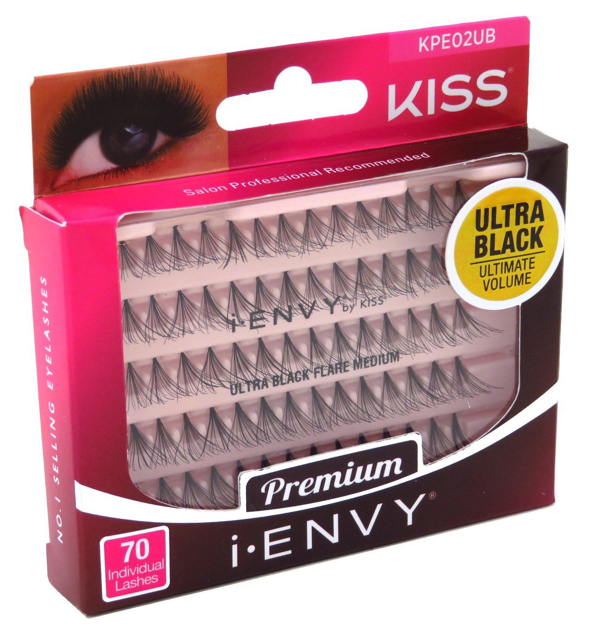 Kiss I Envy Ultra Black Medium Lashes - Dramatic Volume & Length, Perfect For Any Occasion