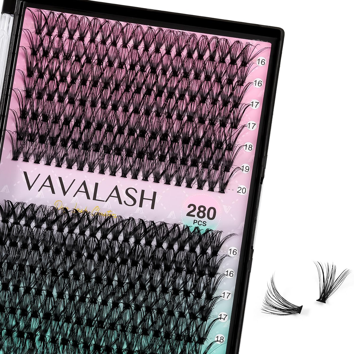 VAVALASH 30D+40D Individual Cluster Lashes 16-20mm Faux Mink DIY Eyelash Extensions, Black