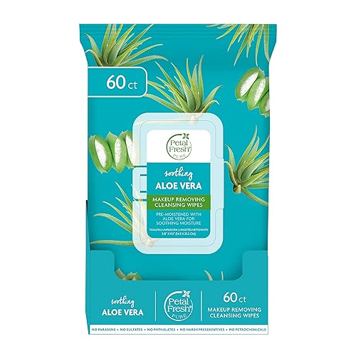 Petal Fresh Aloe Vera Makeup Removing Cleansing Towelettes, Vegan, 60 Count