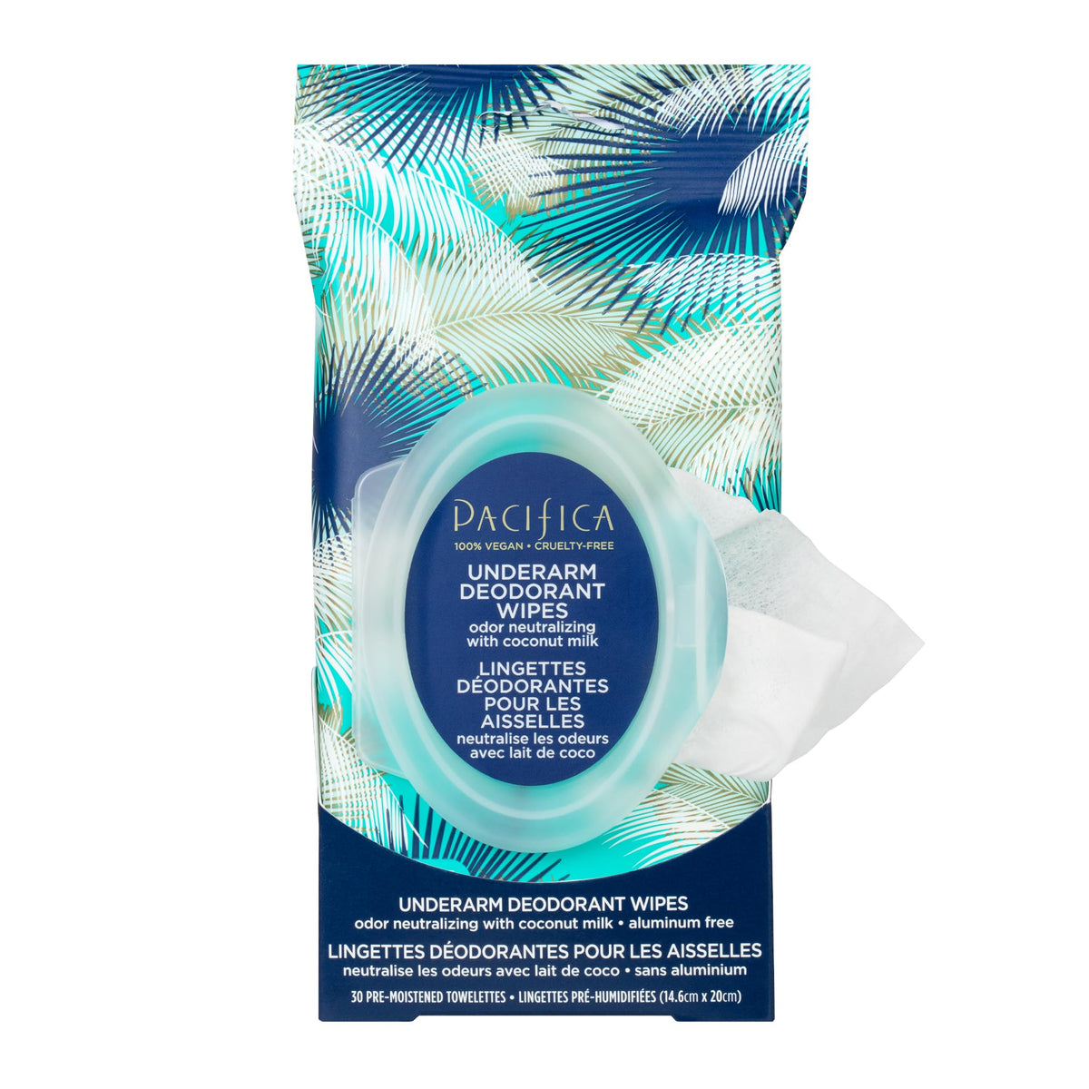 Pacifica Coconut Milk Deodorant Wipes - 30 Count, Aluminum-Free, Vegan, Cruelty-Free