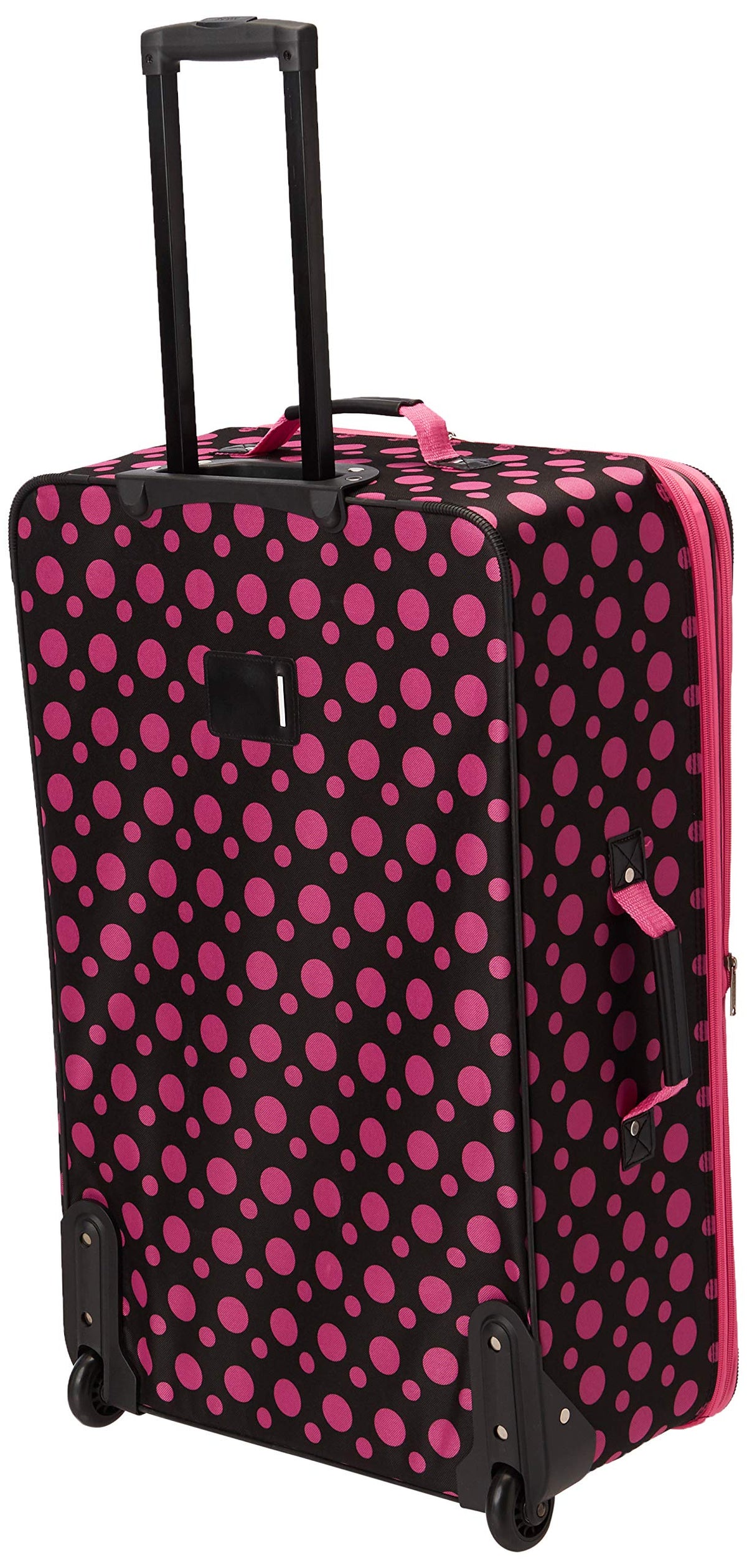 Rockland 4-Piece Softside Luggage Set - Black/Pink Dot (14/19/24/28)