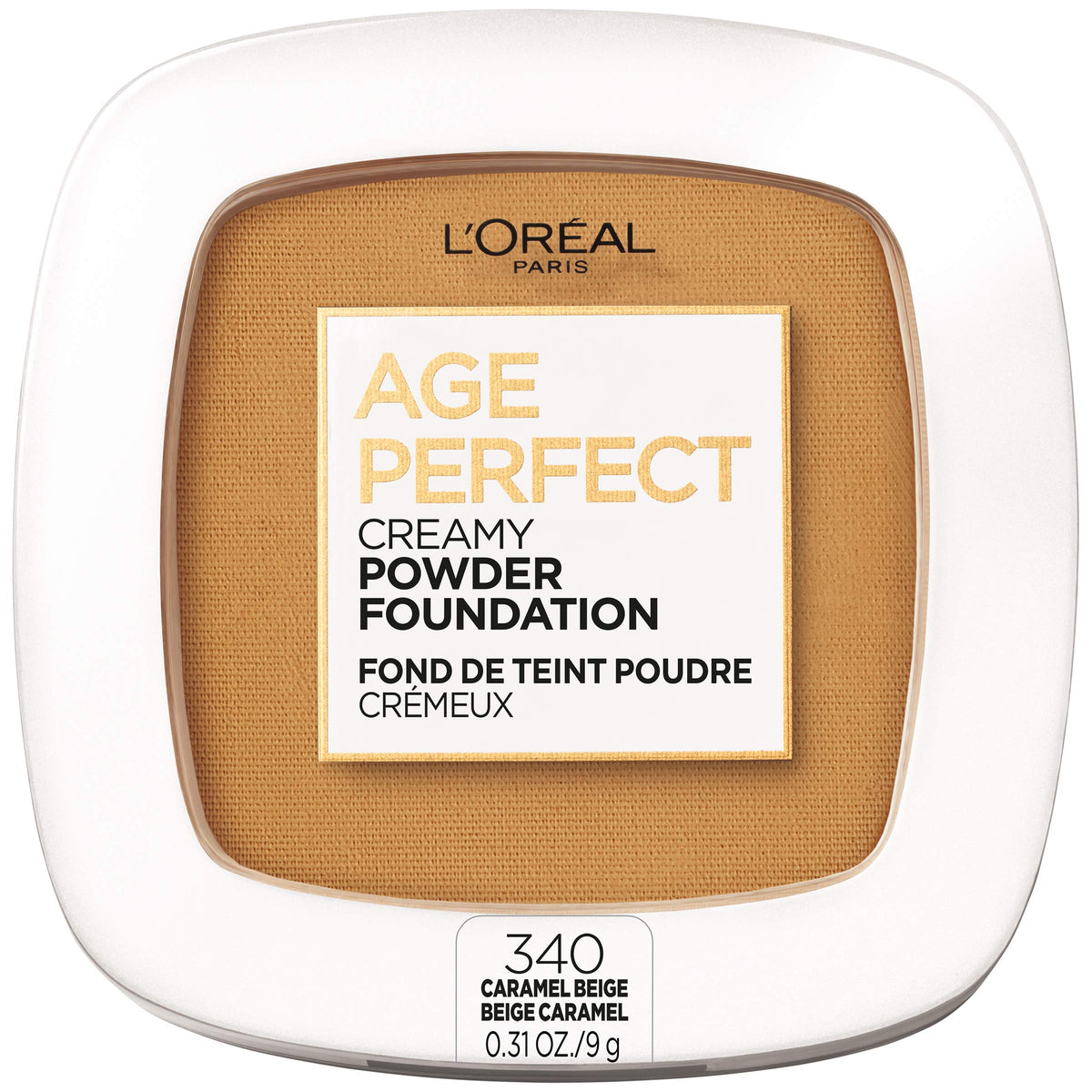 L'Oreal Paris Age Perfect Creamy Powder Foundation, 340 Caramel Beige, 0.31 Ounce