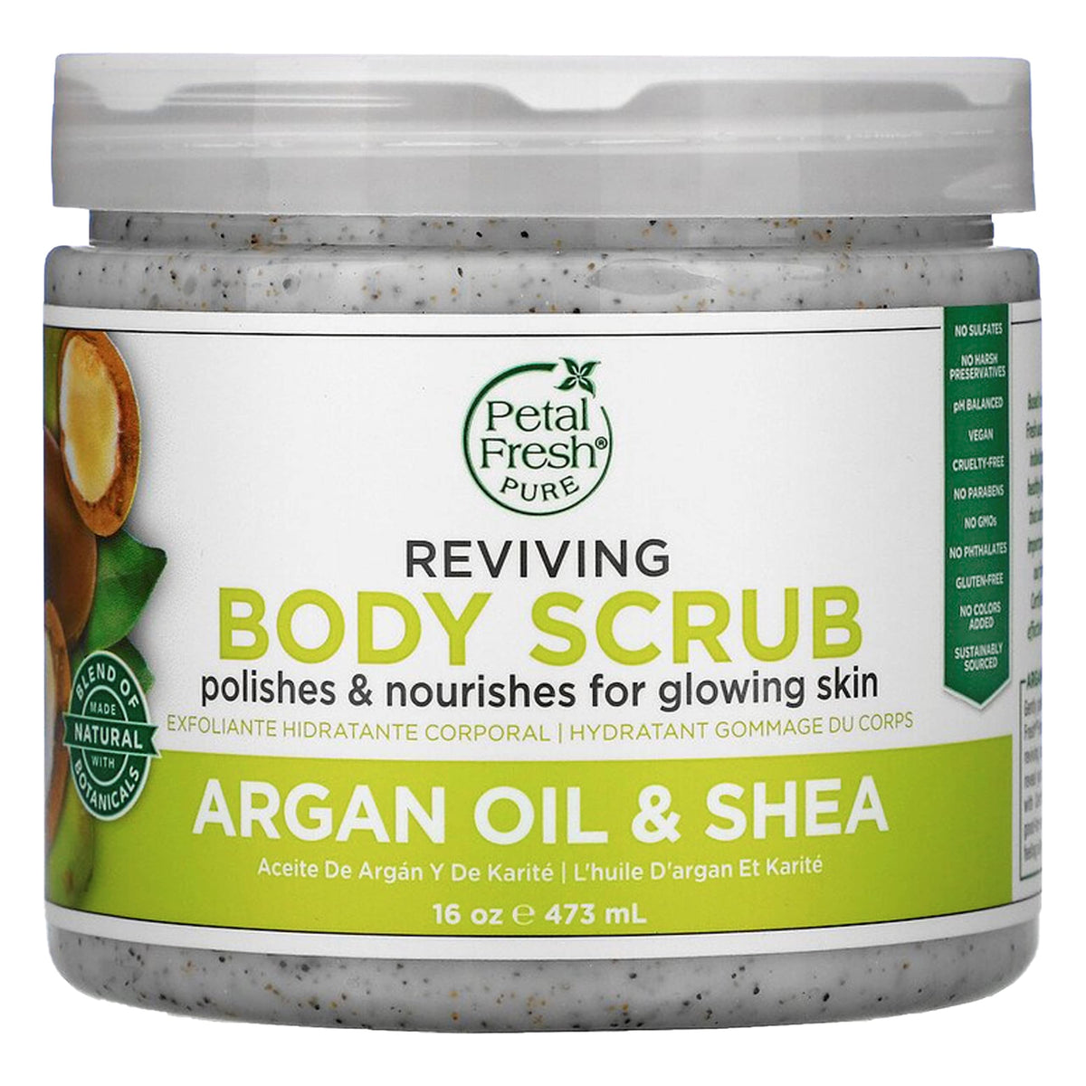 Petal Fresh Argan Shea Body Scrub - 16 Oz Nourishing Exfoliating Spa Treatment For Soft Skin