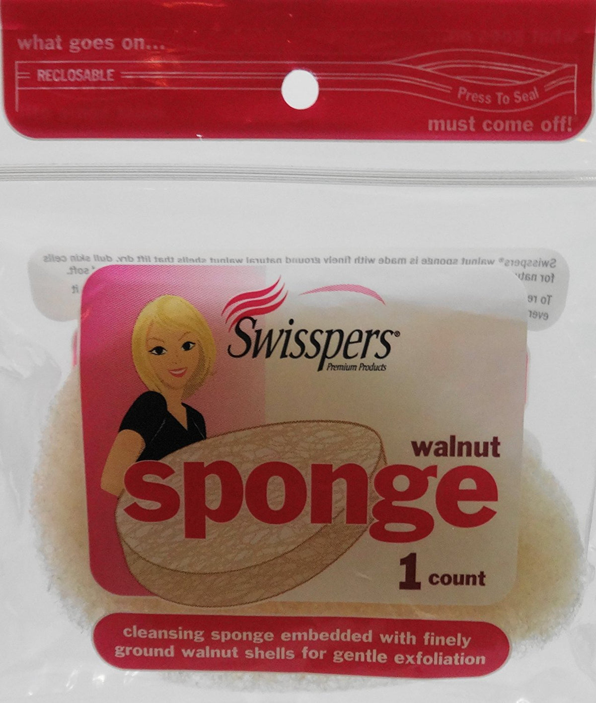 Swisspers Walnut Exfoliating Sponge Set - 2 Cream White Pieces, 0.64 Ounce