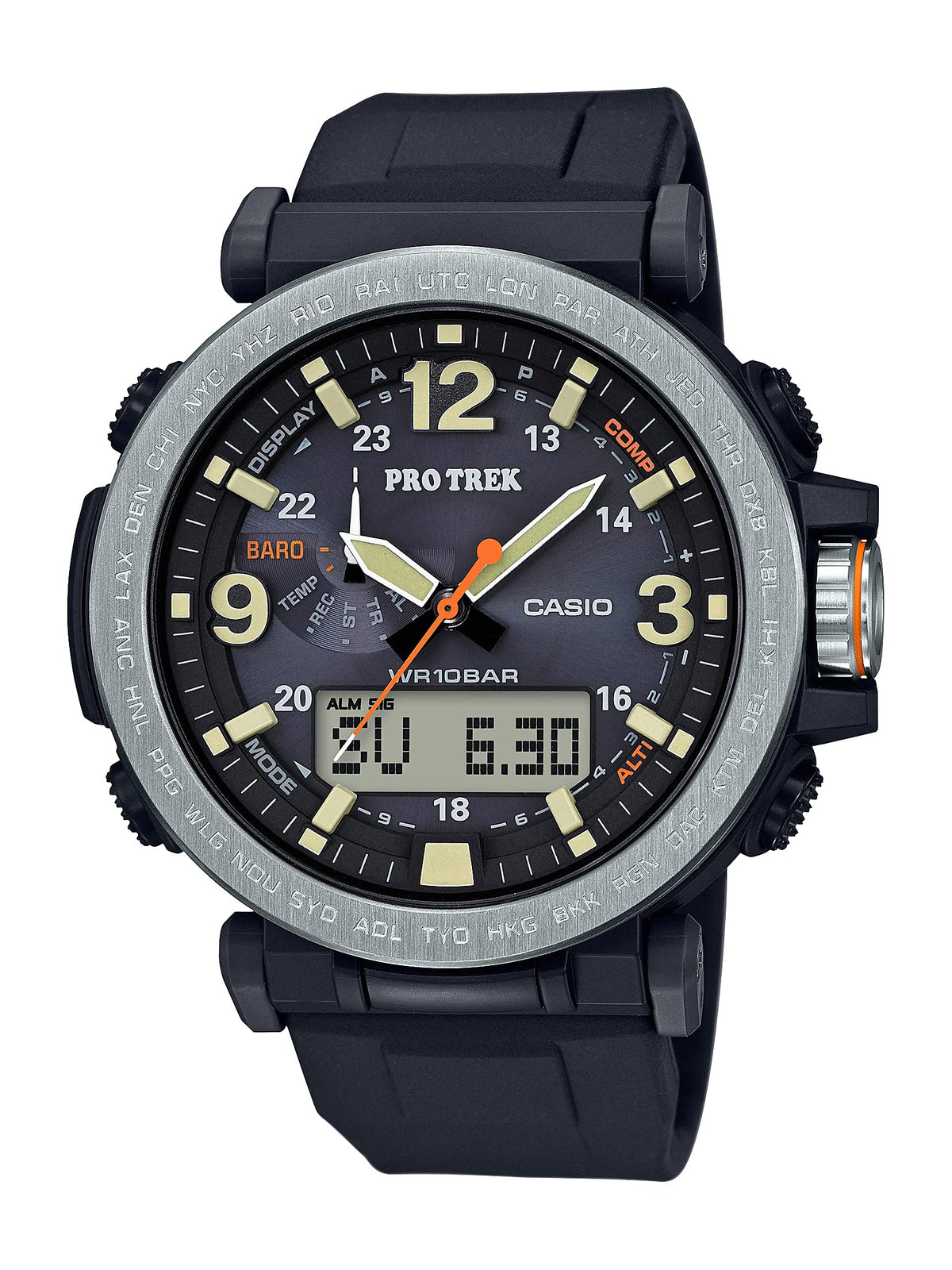 Casio Pro Trek Prg600 Series Black Watch | 100M Wr | Solar Power | Compass/Altimeter/Barometer