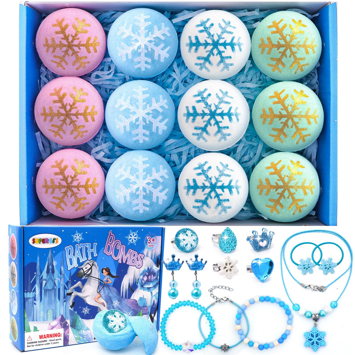 Supergfs Bath Bombs For Kids With Surprise Princess Toys - Organic Bubble Bath Gift Set