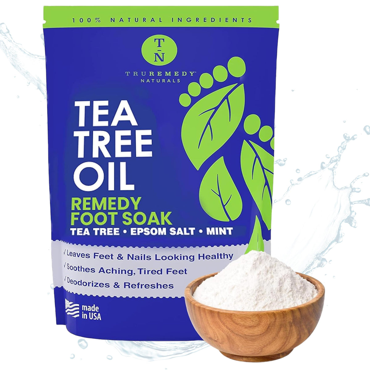 Truremedy Naturals Tea Tree Oil Foot Soak With Epsom Salt & Mint - 14 Ounce Foot Bath Salt