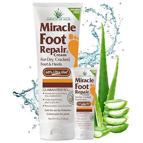 Miracle Of Aloe Foot Repair Cream - 8 Oz & 1 Oz, Moisturizes & Repairs Dry Cracked Heels