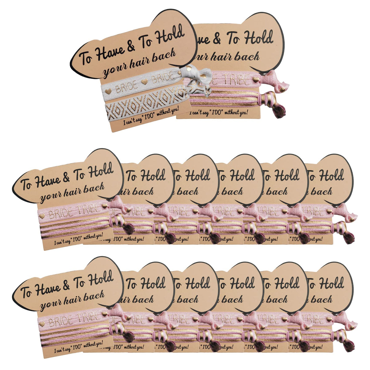 Kidzvefun Bachelorette Party Favors - 14 Pack Hair Ties For Brides & Bridesmaids, Pink & White