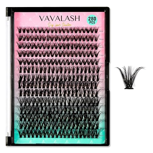 VAVALASH 40D Individual Cluster Lashes - 280 Silk Faux Mink DIY Eyelash Extensions 9-16mm Mix