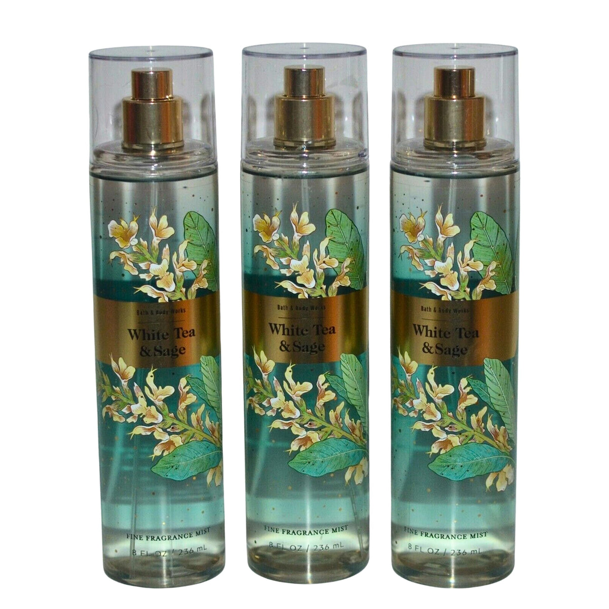 Bath & Body Works Fragrance Mist 3-Pack, 8Oz Each - White Tea And Sage Scent