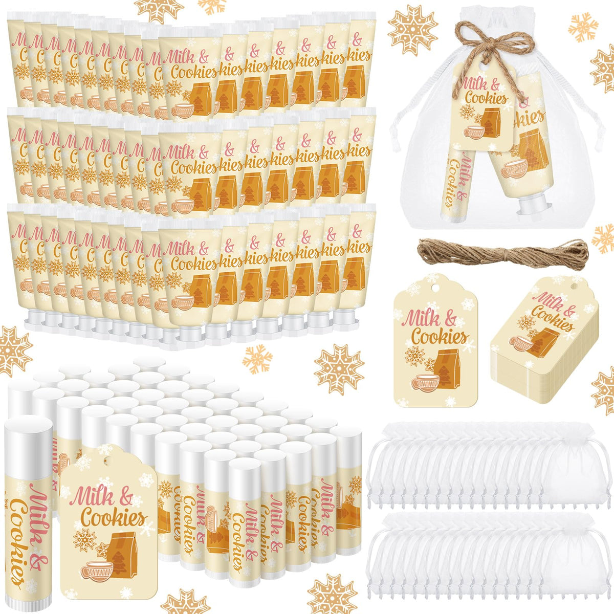 Swiffen Milk And Cookies Hand Cream & Lip Balm Gift Set, 48 Travel Size Favors For Parties