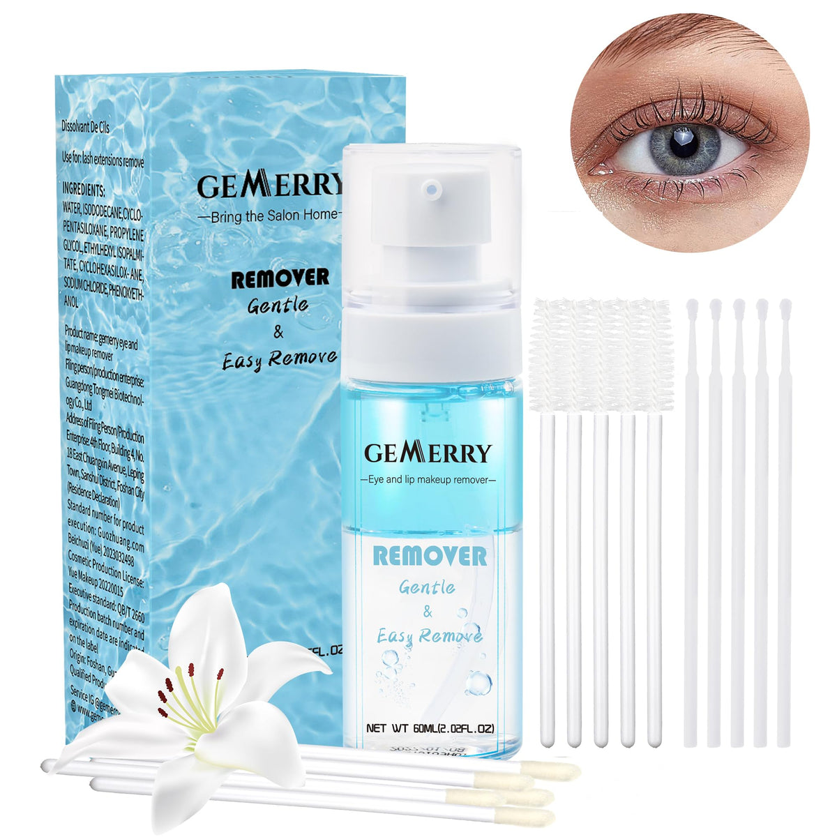 Gemerry 60Ml Lash Glue Remover - Alcohol-Free, Fragrance-Free For Eyelash Extensions And Makeup