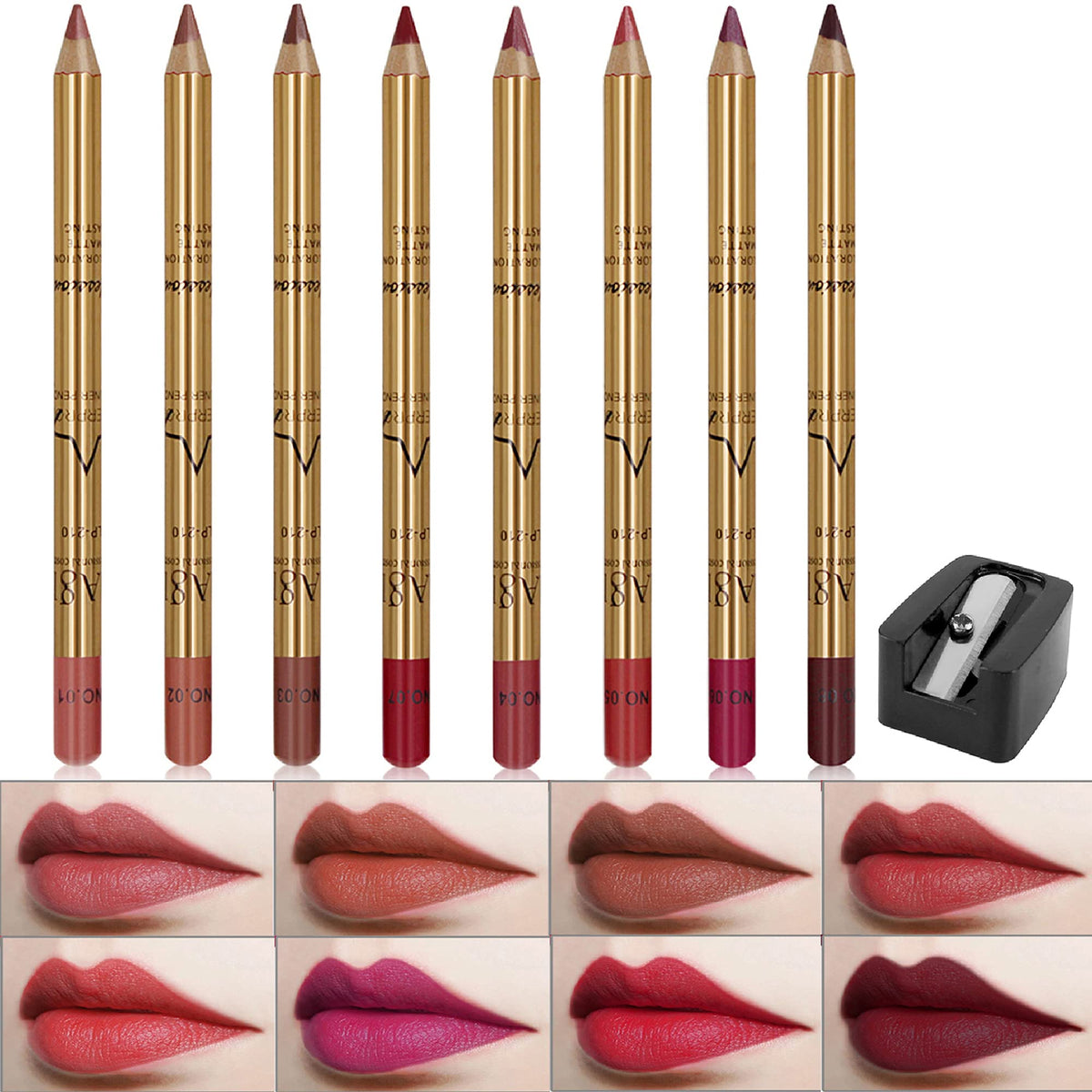 Wismee 8 Colors Lip Liner Pencil Set - Waterproof, Long Lasting, Matte Finish For Women