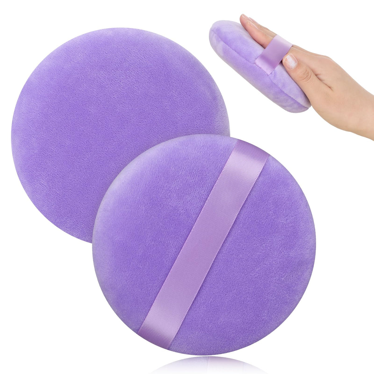 Mozeat Lens Large Dark Purple Powder Puff - 5&quot; Ultra Soft Velour Makeup Sponge Applicator