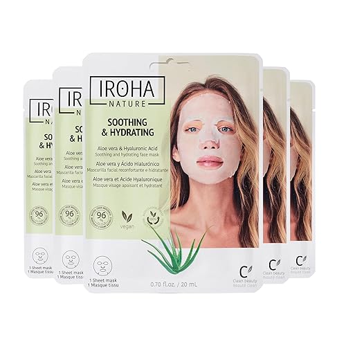 Iroha Nature Aloe Vera Face Mask 5-Pack - Hydrating, Anti-Aging, Vegan Korean Skincare