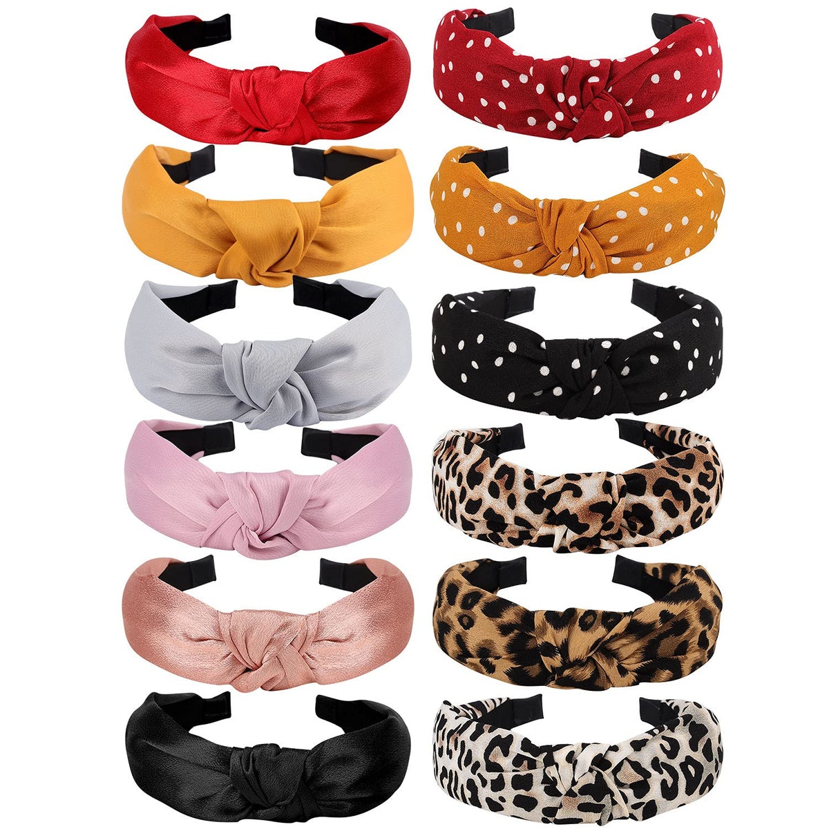 VELSCRUN 12 Pack Headbands for Women - Fashion Knotted Elastic Turban & Boho Bandeau