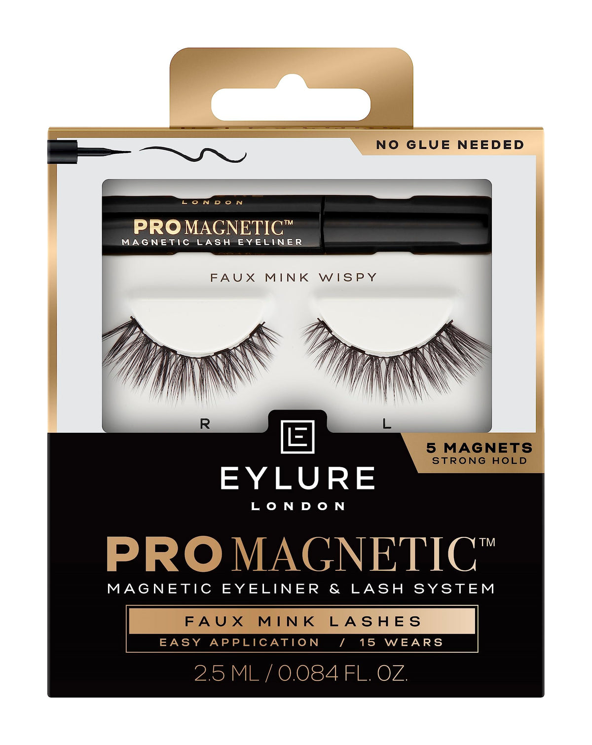 Eylure Promagnetic Wispy Magnetic Eyeliner & Faux Mink Lash System - Black, 1 Count