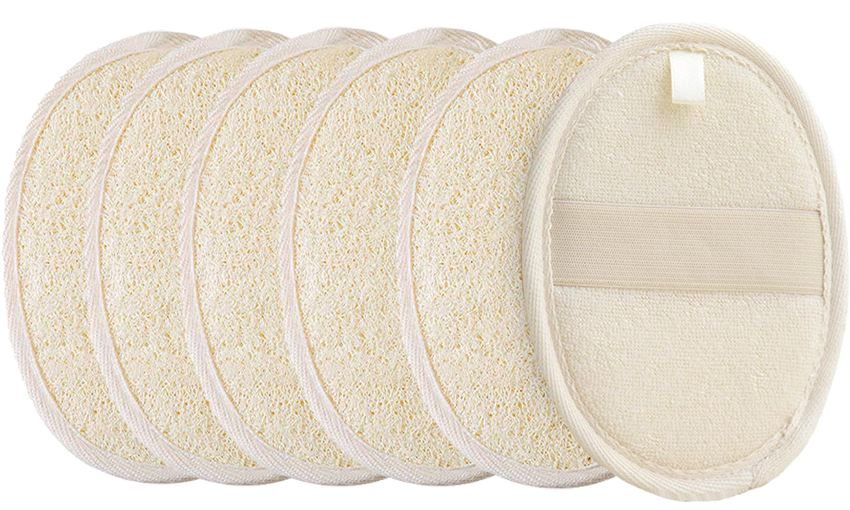 Metluck Pack Of 6 Natural Organic Loofah Sponge Pads For Exfoliating Bath & Shower