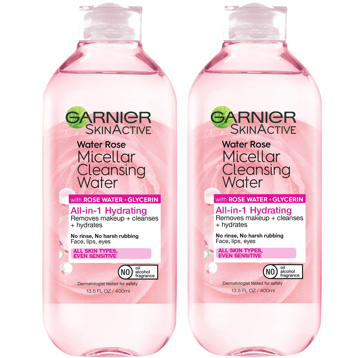 Garnier Micellar Water With Rose & Glycerin, 2 Pack Hydrating Makeup Remover, 13.5 Fl Oz