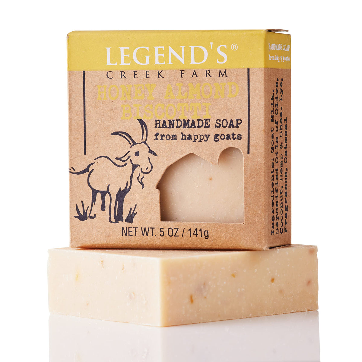 Legend'S Creek Goat Milk Soap, Moisturizing 5 Oz Bar, Honey Almond Biscotti, Gentle For Sensitive Skin