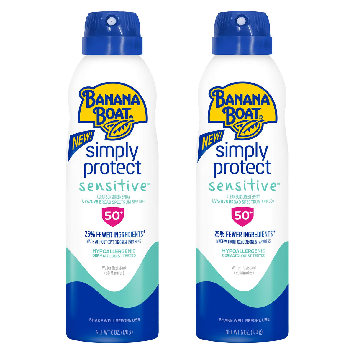 Banana Boat Spf 50 Mineral Sunscreen Spray, Sensitive Skin, 6Oz Twin Pack