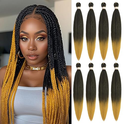 Beyond Beauty 26&quot; Pre-Stretched Ombre Yaki Braiding Hair - 1B-144, Synthetic Fiber, 8 Pack