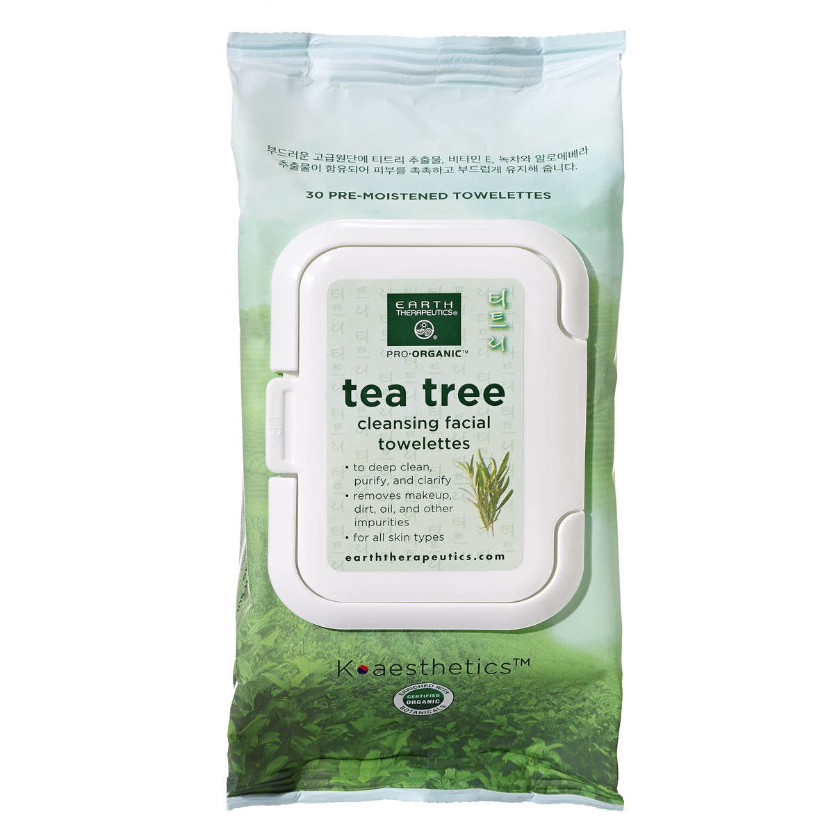 Earth Therapeutics Tea Tree Oil Makeup Remover Wipes - 30 Organic Facial Towelettes